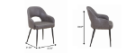 Picture of Arm Leather Dining Chairs Curved Open-Back Design with Black Steel Legs