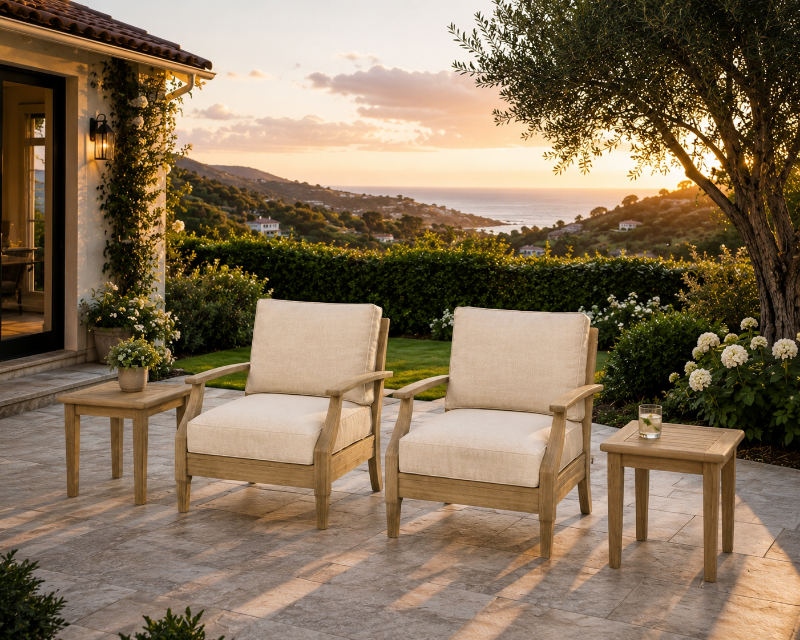 Picture of 2 Outdoor Lounge Chairs with 2 End Tables