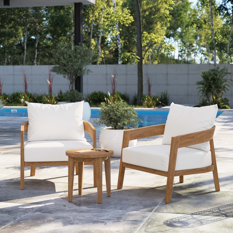 Picture of 3Pc Outdoor Wooden Patio Set in White, Gray or Light Brown