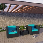 Picture of 3Pc Outdoor Patio Set in Turquoise