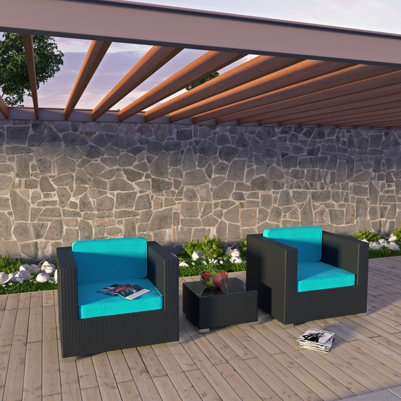 Picture of 3Pc Outdoor Patio Set in Turquoise