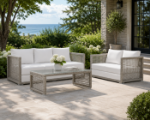 Picture of 3Pc Outdoor Sofa Set In Gray & White