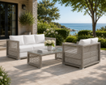 Picture of 3Pc Outdoor Sofa Set In Gray & White