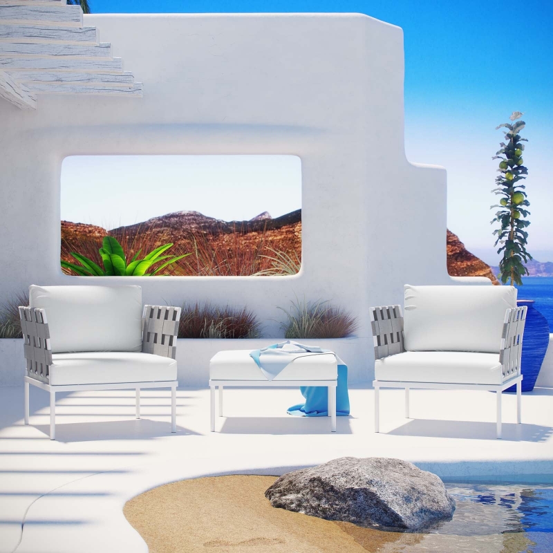 Picture of 3Pc Outdoor Patio Set in White, Navy Or Gray
