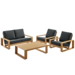 Picture of 4Pc Outdoor Aluminum Faux Sofa Set in Charcoal