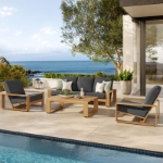 Picture of 4Pc Outdoor Aluminum Faux Sofa Set in Charcoal