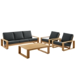 Picture of 4Pc Outdoor Aluminum Faux Sofa Set in Charcoal
