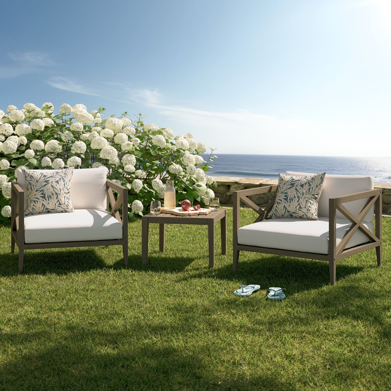 Picture of 3Pc Outdoor Wooden Set In White