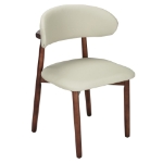 Picture of White, Light Taupe, Light Grey and Brown Dining Chair with Leather Seats and Rubberwood Legs