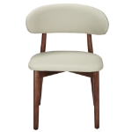 Picture of White, Light Taupe, Light Grey and Brown Dining Chair with Leather Seats and Rubberwood Legs