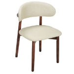 Picture of White, Light Taupe, Light Grey and Brown Dining Chair with Leather Seats and Rubberwood Legs