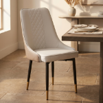 Picture of Leather Dining Chairs in Steel Legs with Gold Accent Tips