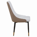 Picture of Leather Dining Chairs in Steel Legs with Gold Accent Tips