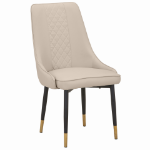 Picture of Leather Dining Chairs in Steel Legs with Gold Accent Tips