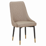 Picture of Leather Dining Chairs in Steel Legs with Gold Accent Tips