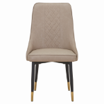 Picture of Leather Dining Chairs in Steel Legs with Gold Accent Tips
