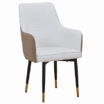 Picture of Leather Dining Chairs in Steel Legs with Gold Accent Tips