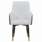 Picture of Leather Dining Chairs in Steel Legs with Gold Accent Tips
