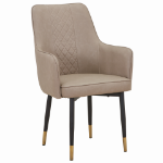 Picture of Leather Dining Chairs in Steel Legs with Gold Accent Tips