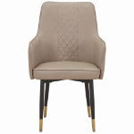 Picture of Leather Dining Chairs in Steel Legs with Gold Accent Tips