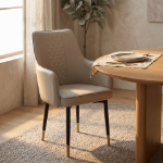 Picture of Leather Dining Chairs in Steel Legs with Gold Accent Tips