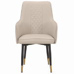 Picture of Leather Dining Chairs in Steel Legs with Gold Accent Tips