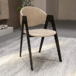 Picture of Dining Chair in Leather/Polyester with Curved and Open-Back Design