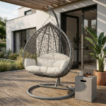 Picture of Two-Person Seater Hanging Swing Chair with Teardrop Design