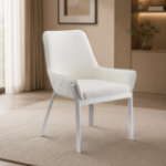 Picture of 7Pc and 9Pc Strata Glass Extension Dining Set With White Leather Chair