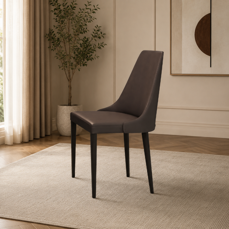 Picture of Taupe Leather Grey Legs Dining Chair