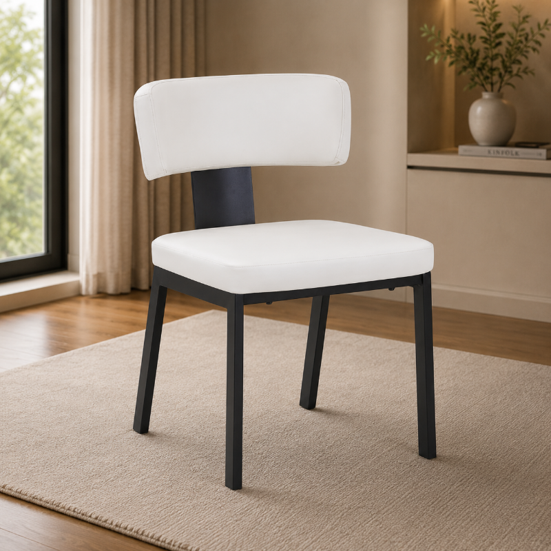 Picture of Dining Chair with Leather Upholstery and Steel Legs