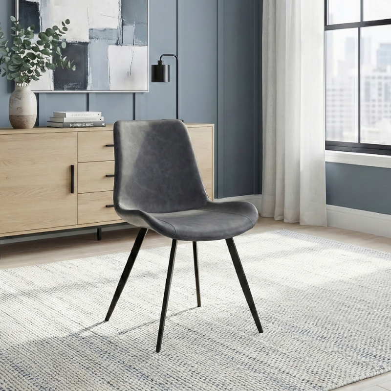 Picture of Grey Faux Leather Dining Chair