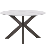 Picture of 5Pc Dining Set With  Round Sintered Stone Top Dining Table And Charcoal-Black Leather Chair