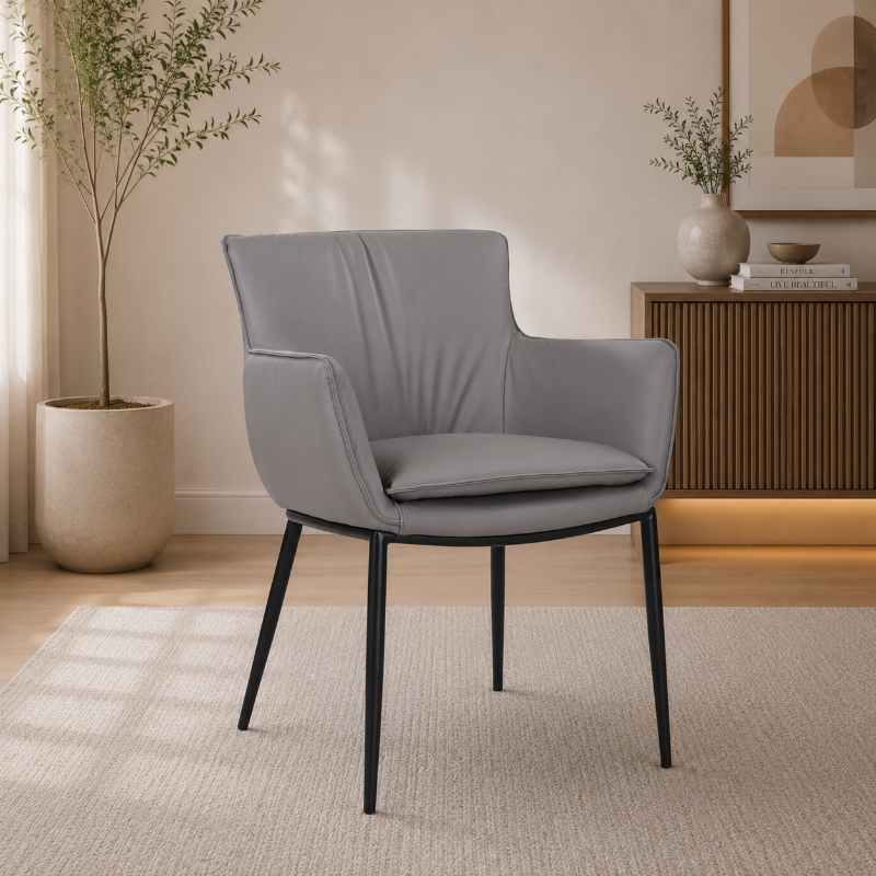 Picture of Leather Armchair in Grey/Charcoal Grey