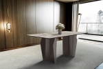 Picture of 55"/62"/95" Dining Table with Sintered Stone Tabletop with Gold/Silver Stainless Steel Base