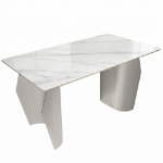 Picture of 55"/62"/95" Dining Table with Sintered Stone Tabletop with Gold/Silver Stainless Steel Base