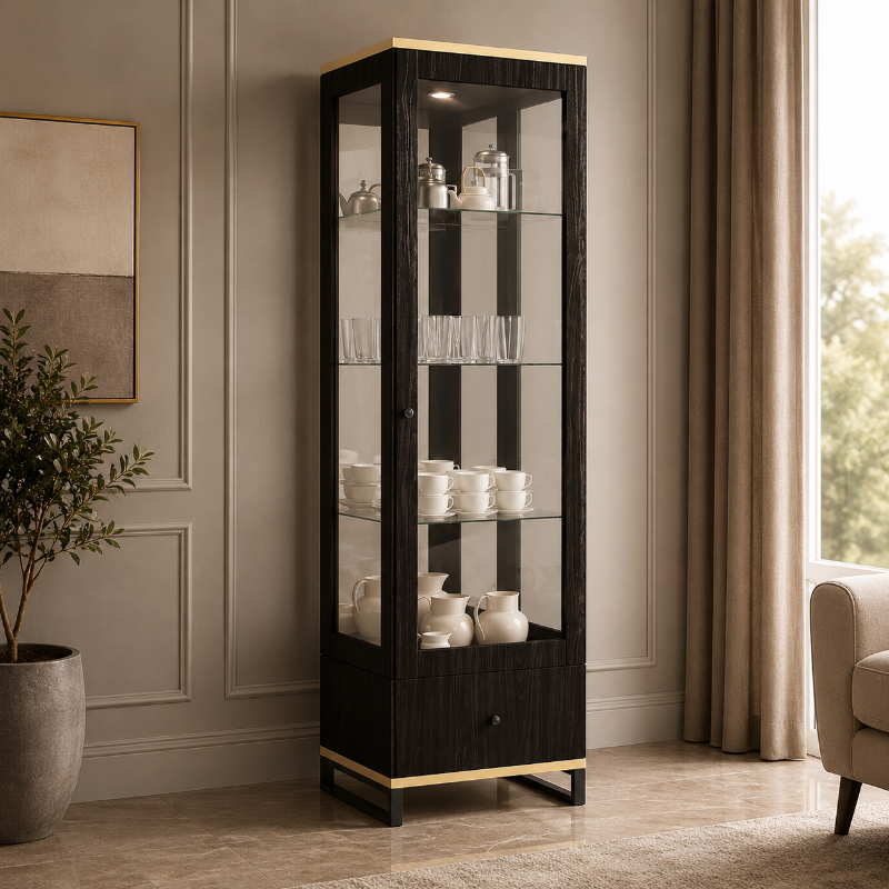 Picture of Wenge China Glass Cabinet 24"W x 18"D x 81"H
