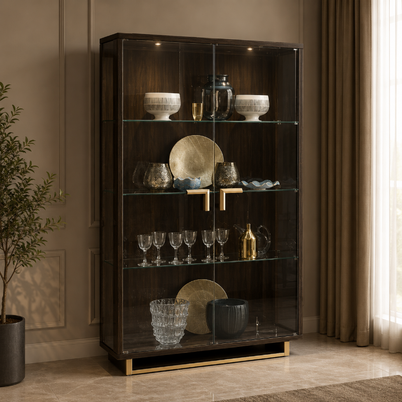 Picture of 2 Door Walnut China - 43"W x 19"D x 76"H