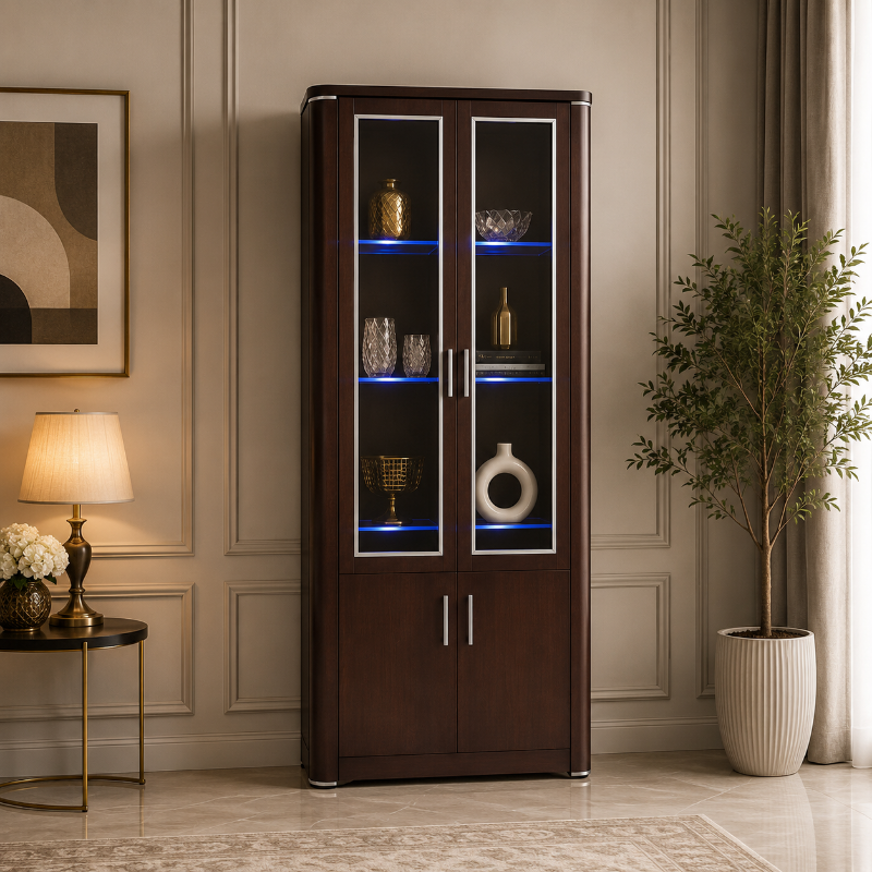 Picture of Bookcase/curio 6 shelves inside with LED lights  37"W x 15"D x 80"H