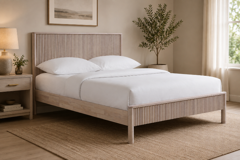 Picture of Natural or Brown Full Solid Wood Bed