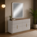 Picture of Grey Finish Dresser and Mirror