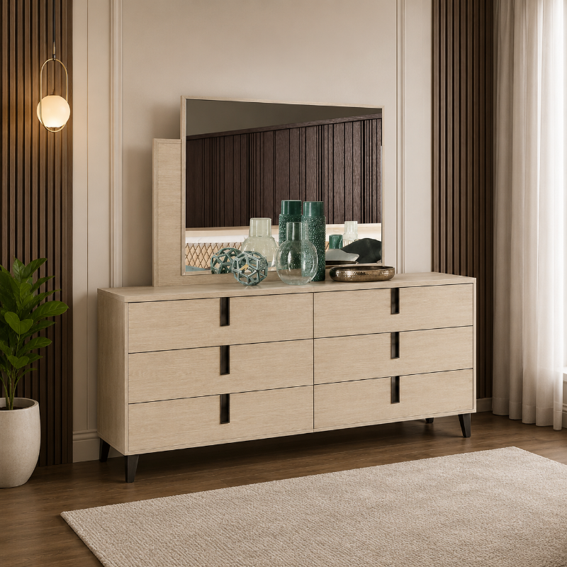 Picture of Camel Double Dresser and Mirror