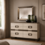 Picture of Wood veneer High Gloss Lacquer Dresser and Mirror