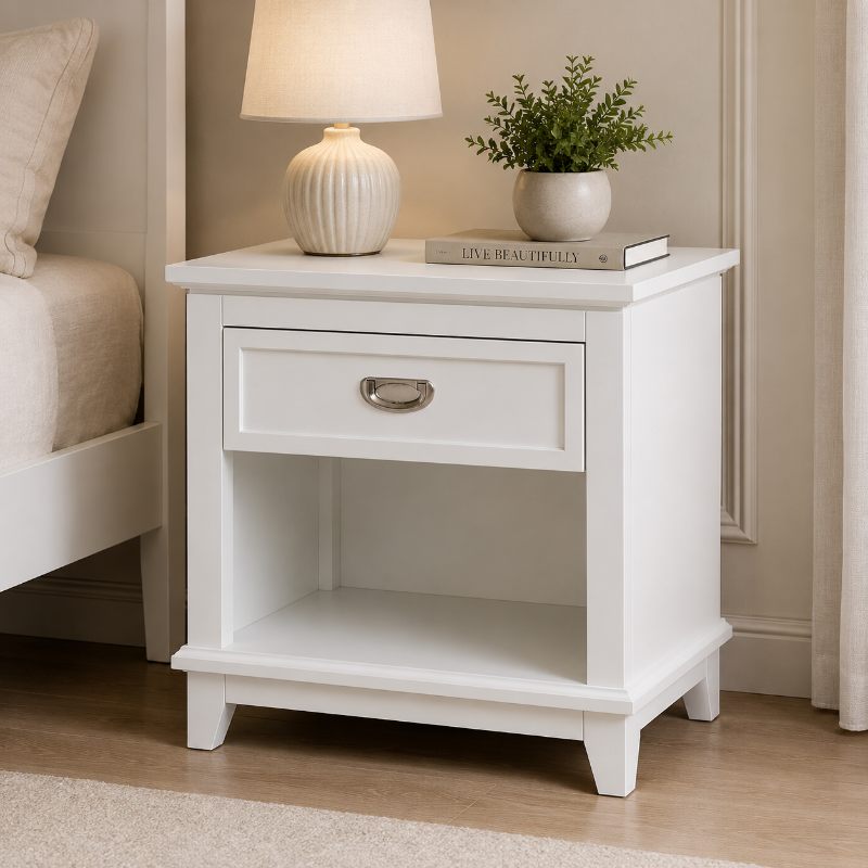 Picture of Nightstand in White, Grey and Blue Finish