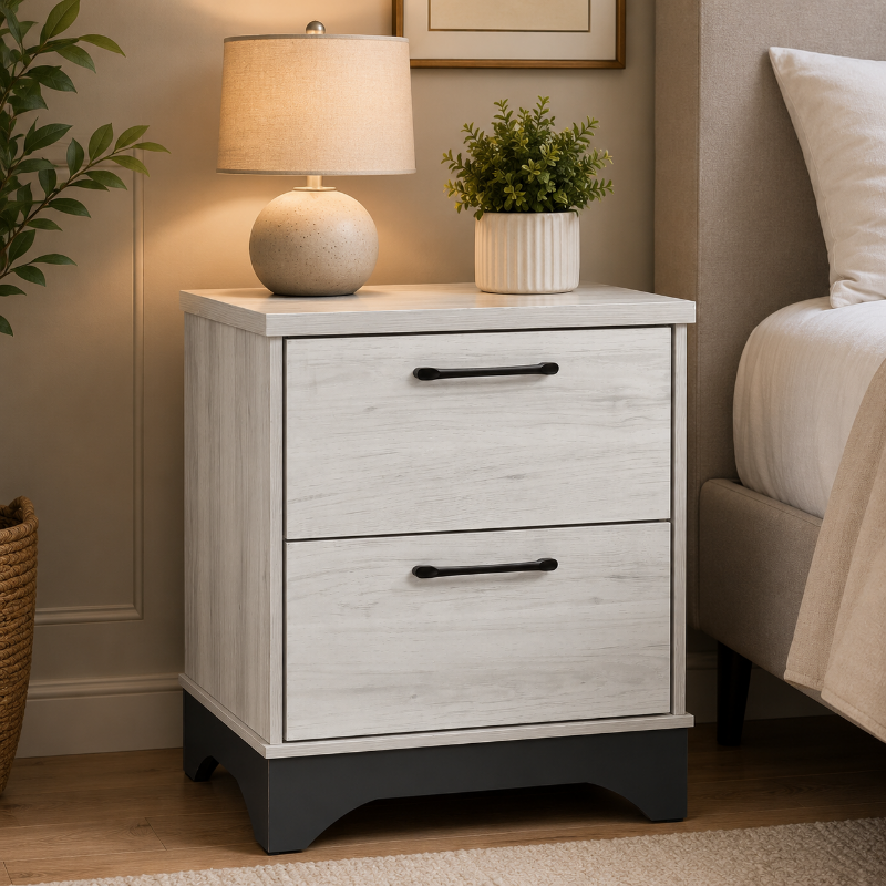 Picture of White Oak and Gray Finish Night Stand