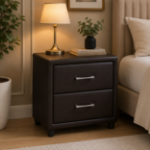 Picture of Dark Brown/ Black  Leather 2 Drawer Night Stand