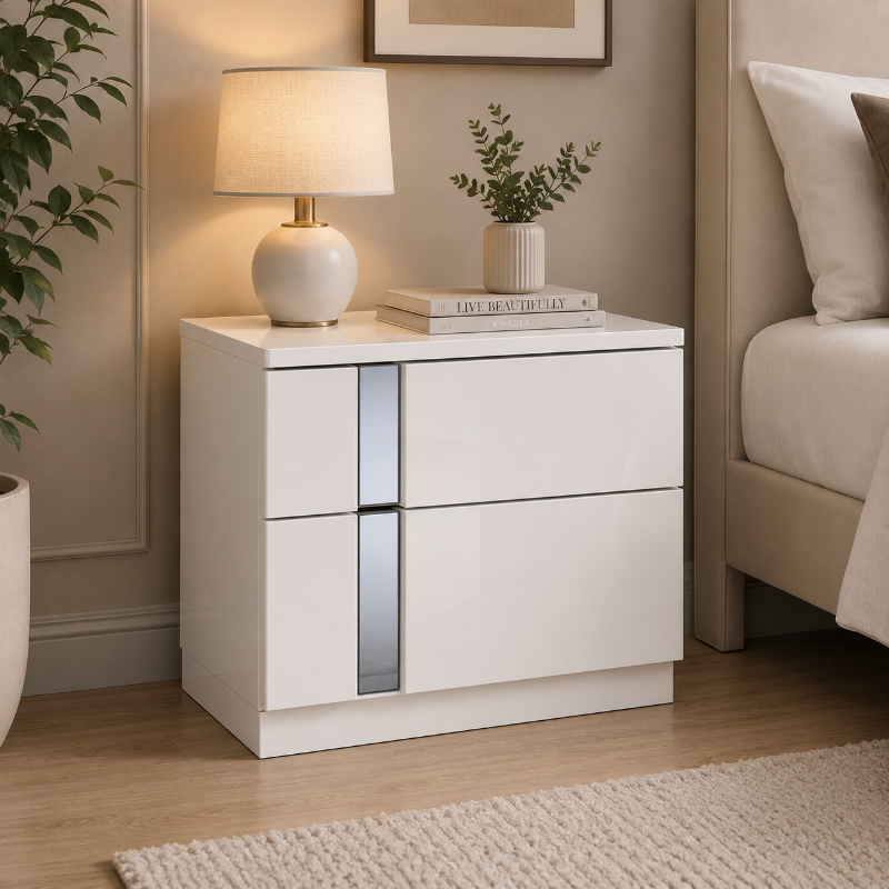 Picture of Grey Lacquer on Chrome Night Stand
