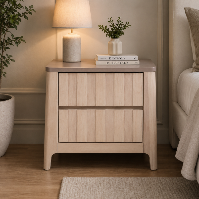 Picture of 2 Drawer White Wash Engineered Wood Night stand