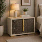 Picture of Beige, White and Dark Oak Gray(50% OFF) Two Drawer Night Stand