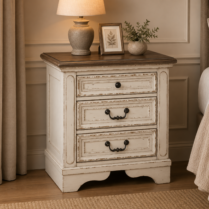 Picture of White Three Drawer Night Stand
